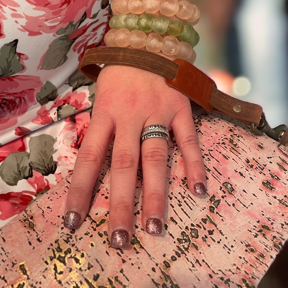 Add a Touch of Glam with a Unique Leather Pink & Metallic Gold Wristlet - Picture 4 of 11